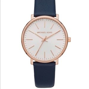 Michael Kors Leather Watch Pyper Rose Gold Tone